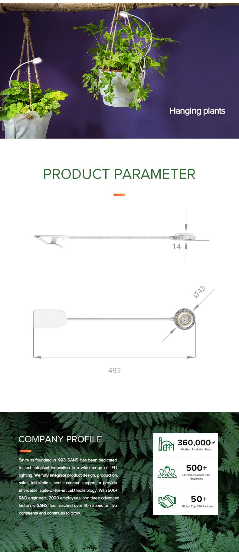 Sansi 5W Indoor Plant Grow Pot Light, USB Powered LED Full Spectrum Plant Light, 360° Adjustable Gooseneck Pot Clip LED Plant Light with 5 Dimming Brightness & 3/6/12H On/Off Timer – Perfect for Springtok Modern Sansi 5W Indoor Plant Grow Pot Light, USB Powered LED Full Spectrum Plant Light, 360° Adjustable Gooseneck Pot Clip LED Plant Light with 5 Dimming Brightness & 3/6/12H On/Off Timer – Perfect for Springtok Modern
