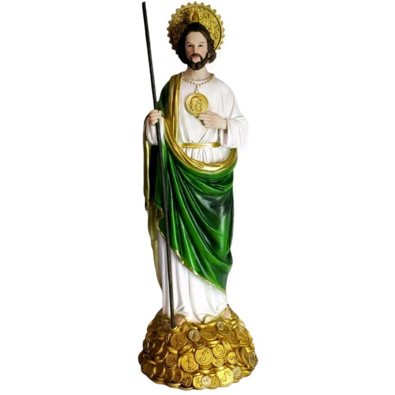 San Judas 20" Inches Tall CON CAPA (6 Estilos para Escojer)  Brand New Statue with Green and Gold Accents Religious Decor Ornaments St Jude Thaddeus With Cape Santo de los Casos Imposibles