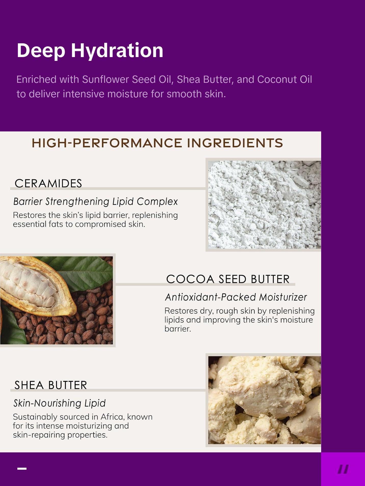 Lavender Vanilla Body Butter - Coconut, Flower, Sunflower & Aloe Vera - Calming Formula for Skin Care