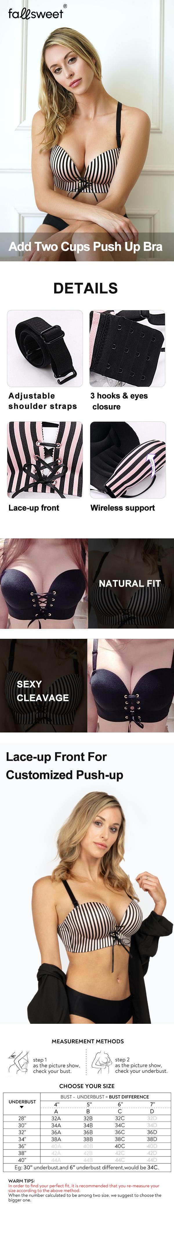 FallSweet Add Two Cups Bras Brassiere for Women Push Up Padded Unlined Comfort Womenswear
