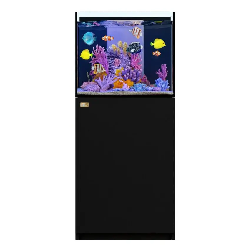 Aqua Dream 37 Gal Modern All-in-1 Coral Reef Aquarium - Low-Iron Ultra-Clear Glass Tank, Built-in Sump, Water Filtration, Easy Setup, All Black Design, All-In-One