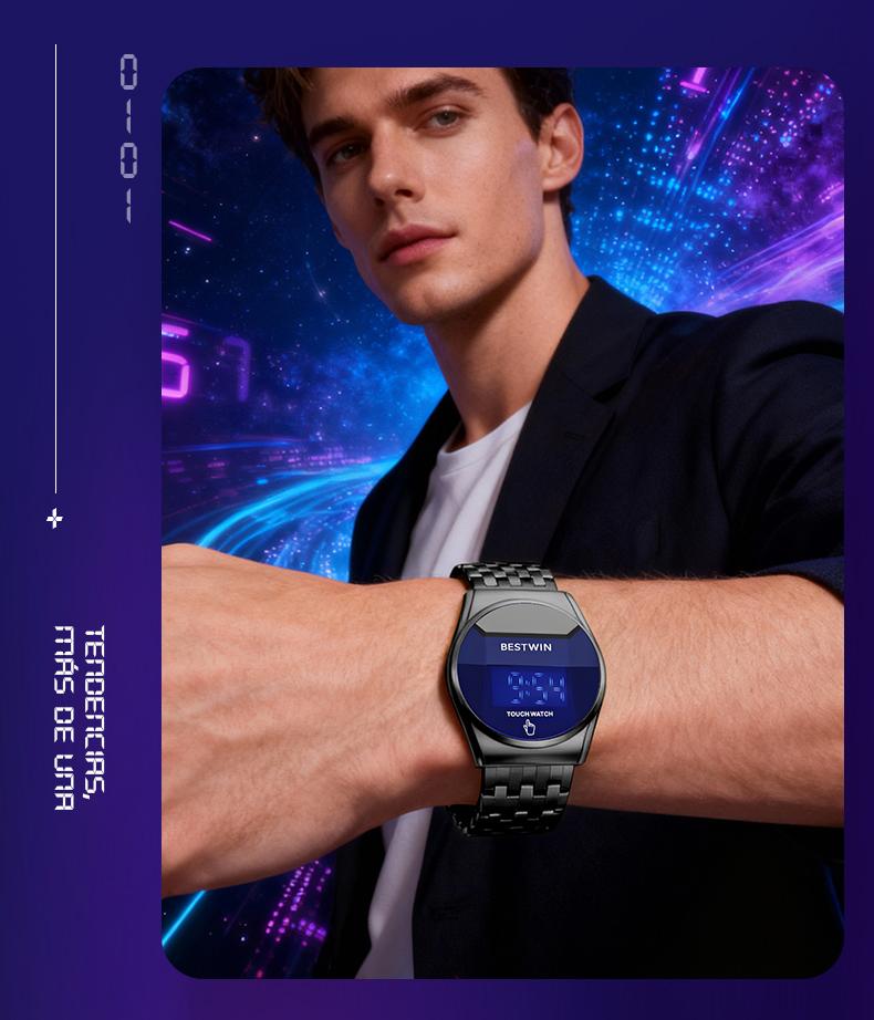 【Jumpstart sale】Touchscreen Racing Sport watch Luxury Mens Racing Sport ​Iridescent diamond-shaped mirror surfacet WatchMultifunction Chronograph  Stainless Stee! Casual Business Stvle Perfect Giftfor Him fashionable wristwatch time display