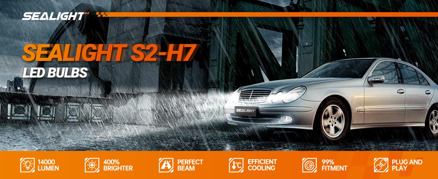 2017 Hyundai Santa Fe H7 120W 6500K White IP67 LED Headlight Bulb 2PCS SEALIGHT S2