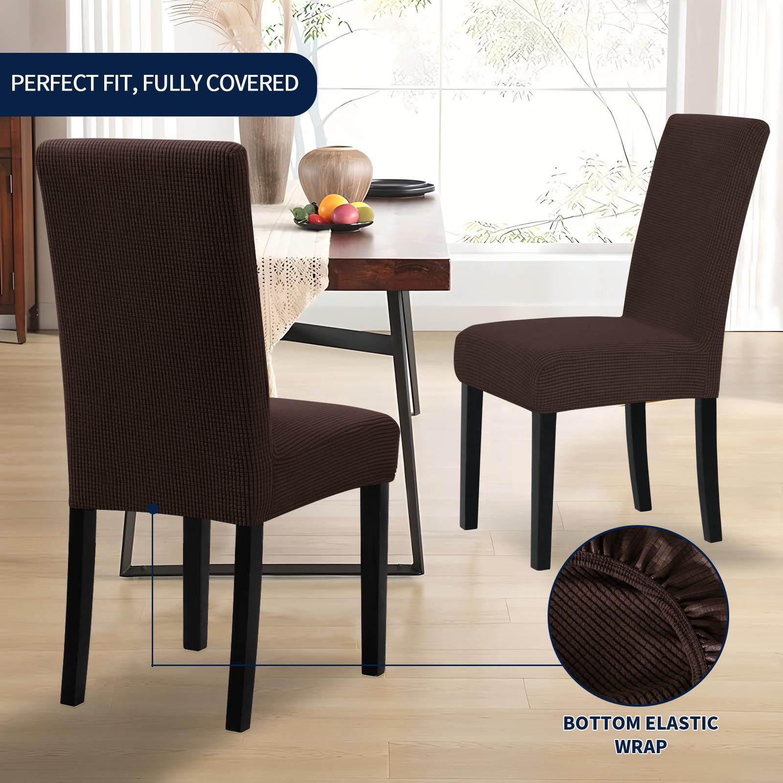 Easy-Going Waterproof Dining Room Chair Cover Set of 2, 4, 6, 8, Leakproof Stretch Jacquard Parson Chair Slipcover Removable Washable Chair Protector for Home, Restaurant, Banquet