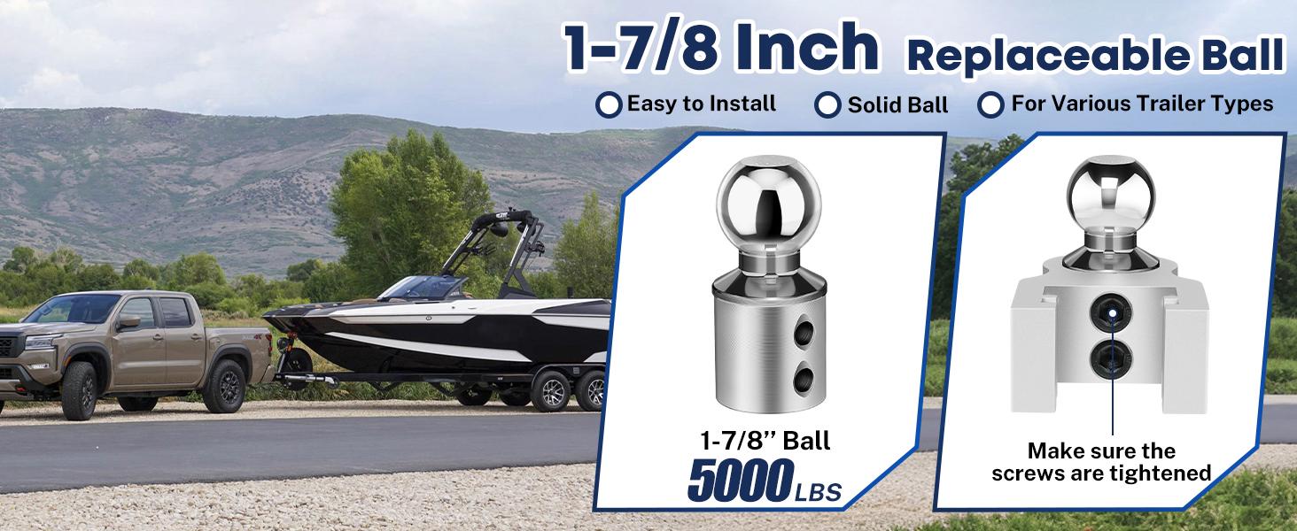 6"Drop Adjustable Trailer Hitch Kit Fit 2" & 2.5" Receiver, Drop Hitch with 3 Ball 1-7/8", 2", 2-5/16", 12500 LBS GTW Heavy Duty Tow Hitch with Anti-Theft Lock Pins Mounted Lawn Ripper Plow Multi-Purpose Tri Mount