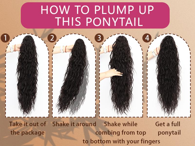 ORSUNCER Hair Extension Claw Ponytail Long Wavy Ponytail Extension Black Brown 30 Inch Curly Clip Ponytail in Hair Extensions For Women Fluffy Natural Looking Synthetic Hairpiece for Daily Use Easy To Go