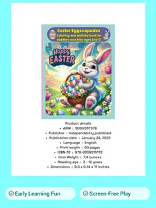 Easter Eggscapades Coloring Book for Toddlers & Preschoolers, with Maze, Trace & Counting Pages, Paperback (January 24, 2025) – Office Art Supplies for Early Learning Activities