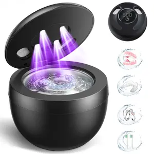 Dental Ultrasonic Retainer Cleaner Machine - 45kHz Dental Cleaning Pod with 4 Modes, Digital Timer & 200ML Capacity for Toothbrush Head & Jewelry,Denture, Mouth Guard, Aligner, Night Guard, Braces