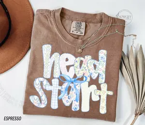 Comfort Colors Coquette Bow Head Start Teacher Shirt, Head Start Team T-Shirt, Preschool Head Start Casual Graphic Short Sleeve T-Shirt, Back To School Gift