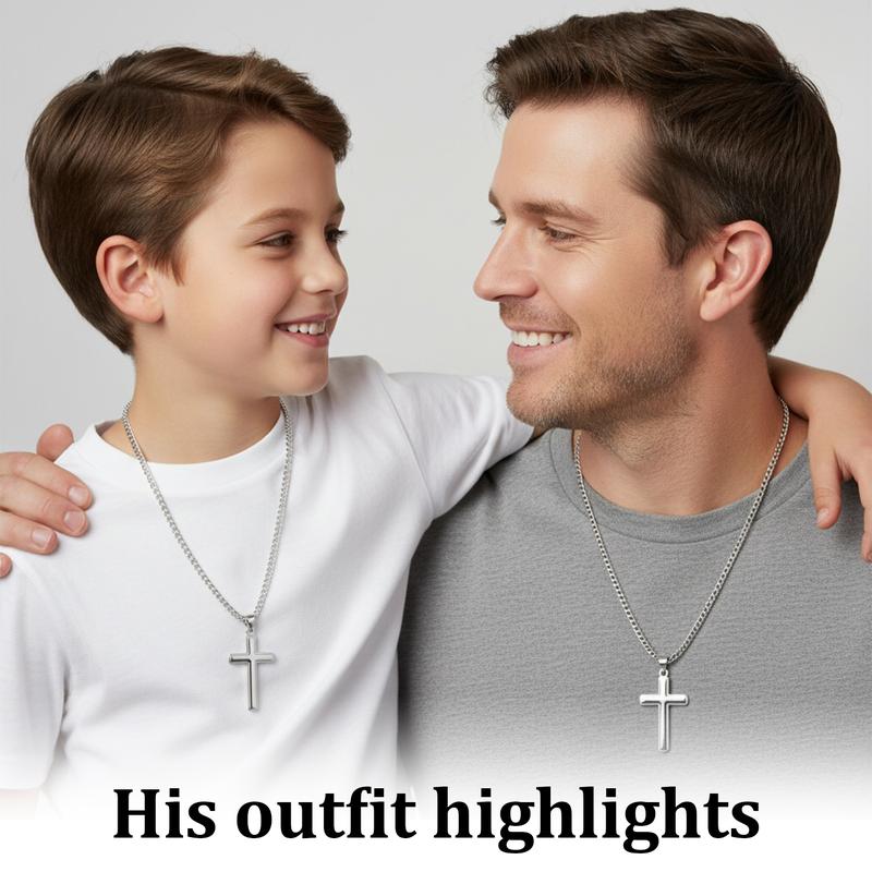 "To My Son" Stainless Steel Cross Pendant Necklace with Card & Gift Box Perfect for Birthdays Valentine's Day Christmas Personalized Gift for Loved Ones