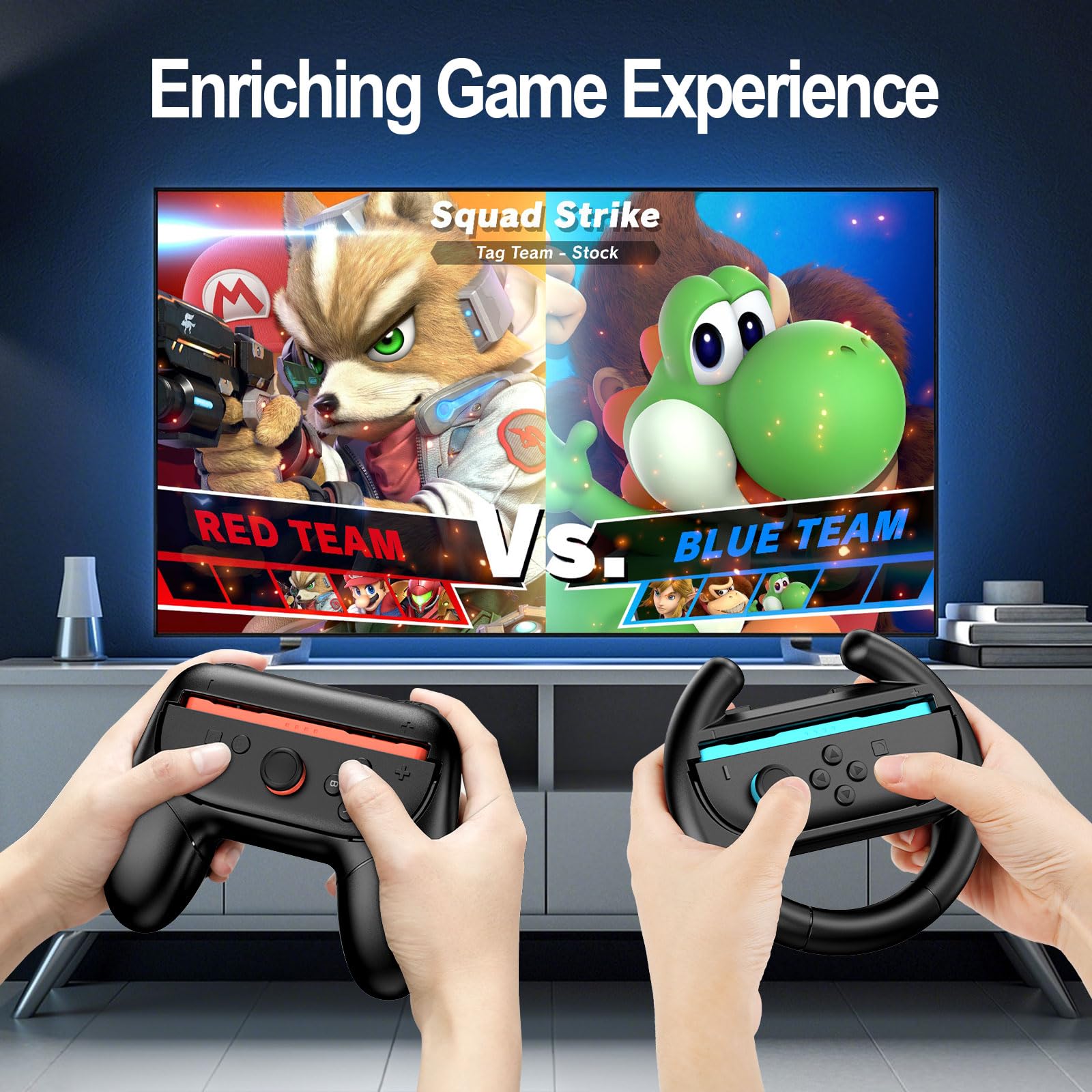 Case for Switch 2 Accessories Bundle with Switch 2 Dockable Protective Cover Switch 2 Tempered Film,Switch 2 Racing Wheels Joycon Grip Cover for  Switch 2 Controller