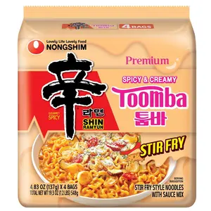 Nongshim Shin Toomba Stir Fry Creamy Premium Ramen Noodle Soup Pack, 4.83 oz X 4 Count, Shelf-Stable