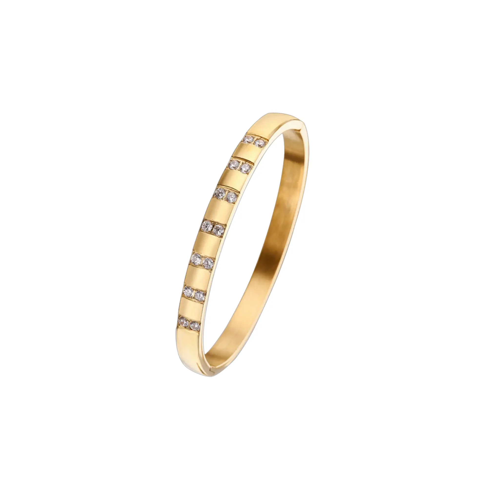 Sophia Bangle Bracelet - Simple Gold-Tone Design with Sparkling Accents
