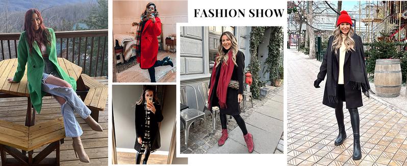 Tanming Women's Knee-length Overcoat Casual Notch Lapel Single-Breasted Wool-blend Peacoat Trench Coat Womenswear Outerwear Jackets for Spring Fall Winter