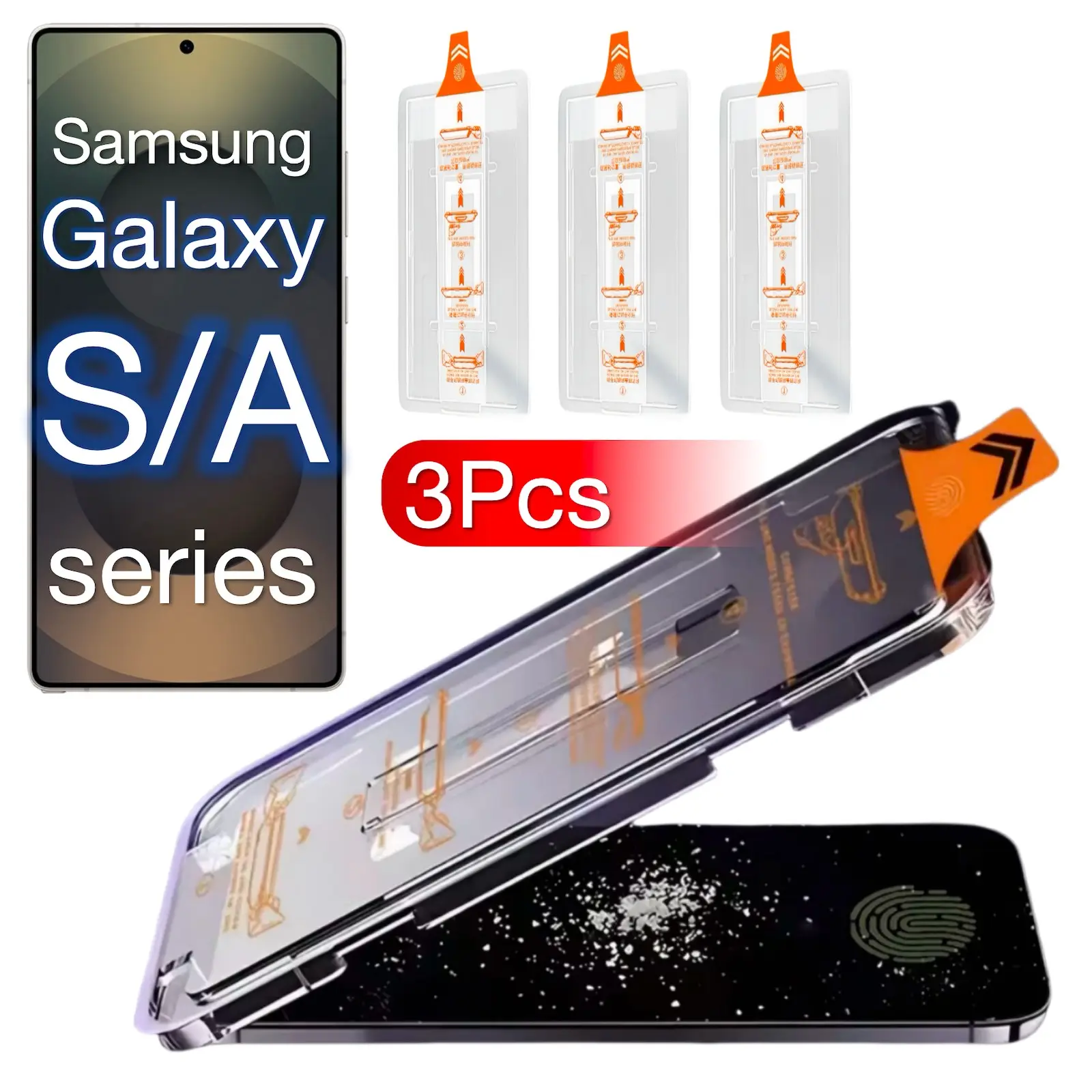 3Pcs Samsung Galaxy S26/S25/s24/ultra/s23/s22/s21/plus/a56/a55/a54/a53/a36/a35/a34/a26/a25/a16/a15/a06/a05 5g Tempered Protective Smartphone Screen Protector, Auto-Align Design, Fingerprint Protection Installation Accessories