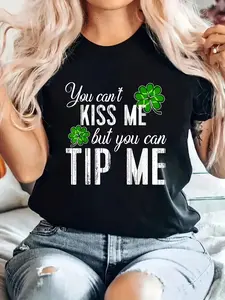 Cotton Funny St Patricks Day Bartender TShirt You Cant Kiss Me But You Can Tip Me Black Shirt with White Text Heavyweight 220GSM Tee for Waitresses Servers Irish Pub Parties Funny St Paddys Day Gift for Men Women Funny Bartende...