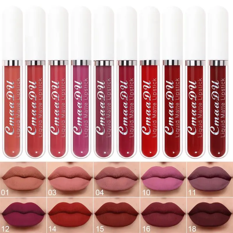 10 Pcs Matte Lipstick Cosmetic Long Lasting Waterproof Lip Glaze Nonstick Easy To Apply Long Lasting Lipgloss Suitable For Beginners Beauty Makeup
