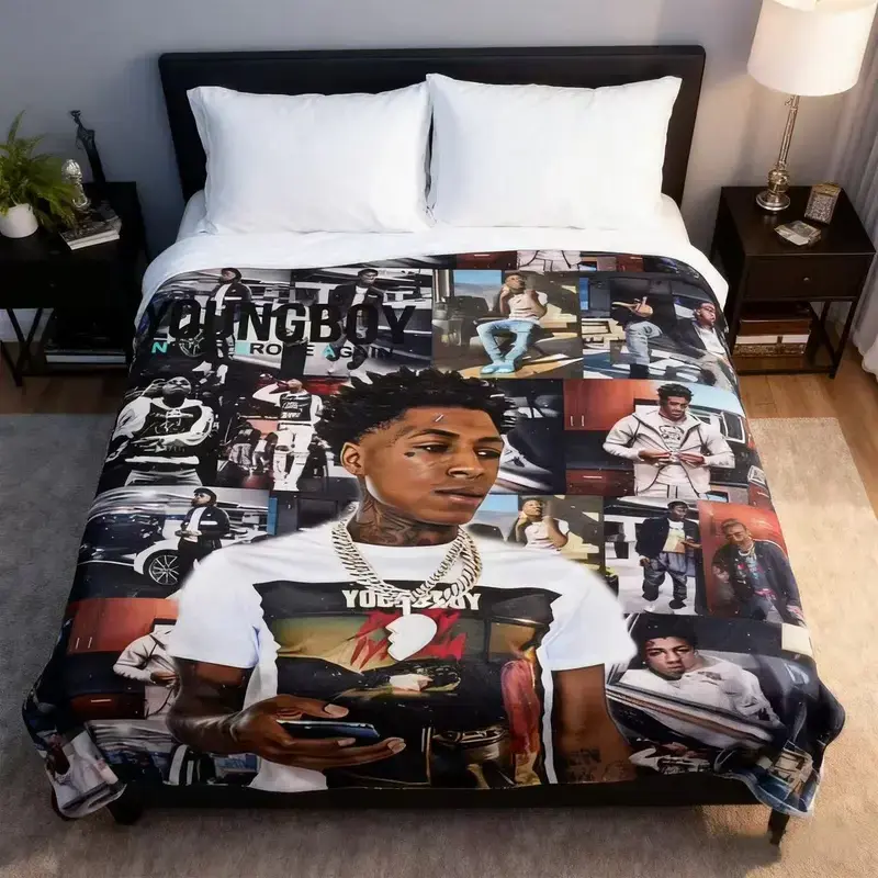 YoungBoy Never Broke Again Funny Blanket Suitable for Sofa Bedroom Car Soft Air Conditioning Blanket etc. Applies to Super soft  decorative sofa/sofa/bedrooSuitable for all seasons Applies to Super Soft Decorative Sofa/Sofa/Dedroom