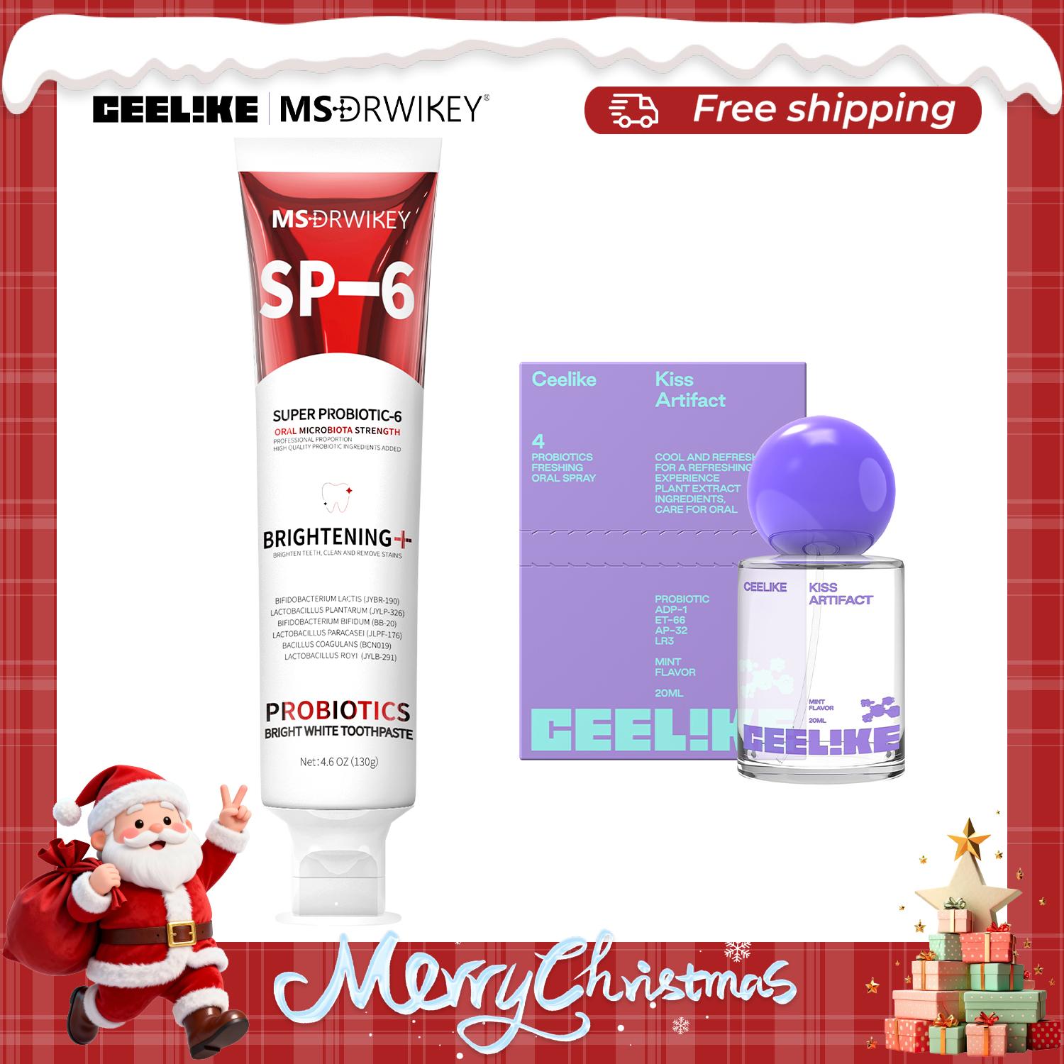 CEELIKE｜MSDRWIKEY Oral Care Set | SP-6, Hydroxyapatite & 7-Pro Toothpaste + Probiotic Spray | Enamel Repair & Fresh Breath