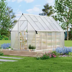 Garvee 8'X14' Aluminum-Framed Polycarbonate Greenhouse, Heavy Duty Polycarbonate Greenhouse with Quick Setup Structure and Roof Vent, Large Enhanced Aluminum Greenhouses Kit for Outdoors