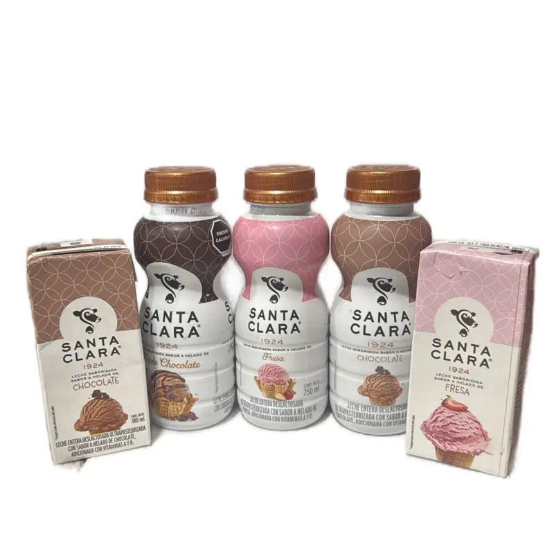 Santa Clara Leche Flavored Milk Variety Pack - Chocolate, Fresa & More - 2 Sizes Available - Pack of 12 Bottles