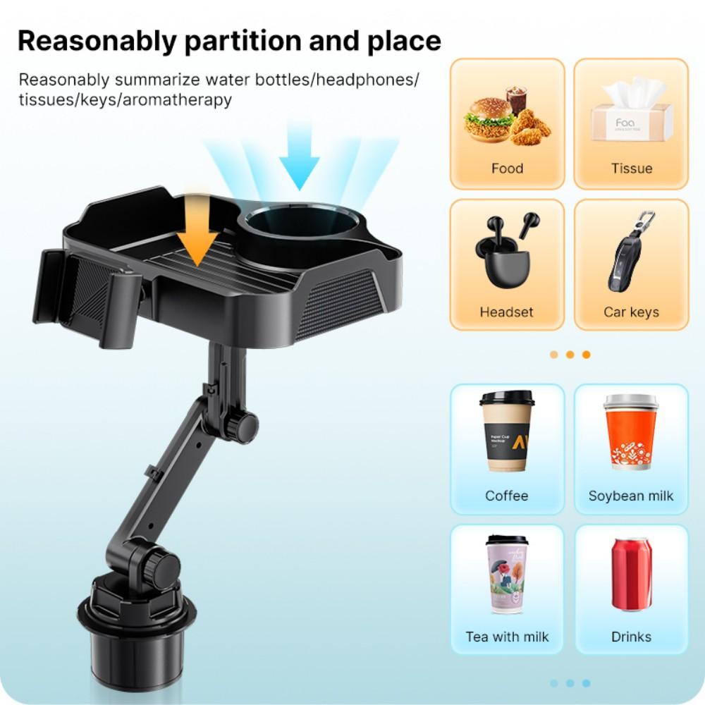 4 in 1 Car Cup Holder Expander Tray with Phone Holder, 360° Rotating Large Car Food Tray, Car Console Organizer for Drink Snack Phone, Universal for Car SUV Truck Van Pickup 4 in 1 Car Cup Holder Expander Tray with Phone Holder, 360° Rotating Large Car Food Tray, Car Console Organizer for Drink Snack Phone, Universal for Car SUV Truck Van Pickup