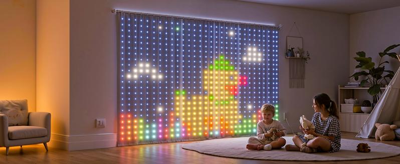 Smart Curtain Lights with DIY GIF, 400 RGBIC LEDs 6.6x6.6ft Color Changing Holiday Wall Lightss with APP, IP65 Waterproof Christmas String Fairy Lightss for Indoor Outdoor Bedroom Window