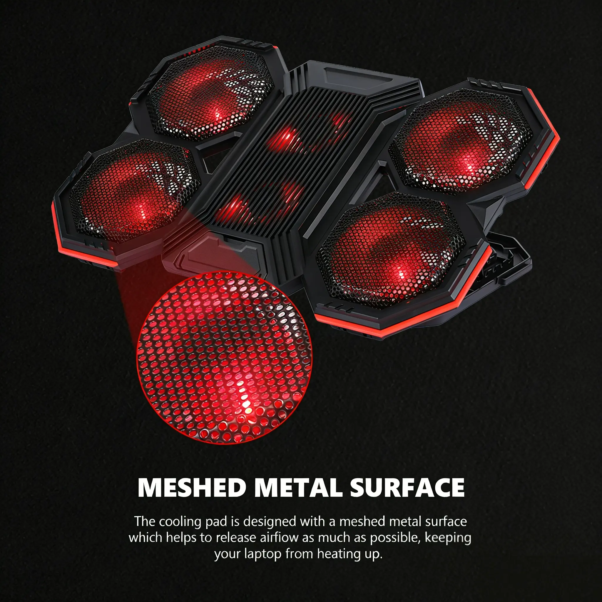 Marvo Laptop Cooling Pad - Efficient Cooling, Quiet Fans, 6-Speed Adjustment, 6-Level RGB Backlight, Single Knob Control, Dual USB Hub, Phone Stand, 860g Portable, Gaming/Study Use, Convenient Features for Users, Compatible with 9-17.3in Laptops