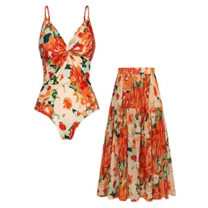 【GRACE KARIN】 Women's Two-piece set Swimsuits with Cover Up Skirt Tummy Control V Neck Bathing Suits SpringStatements