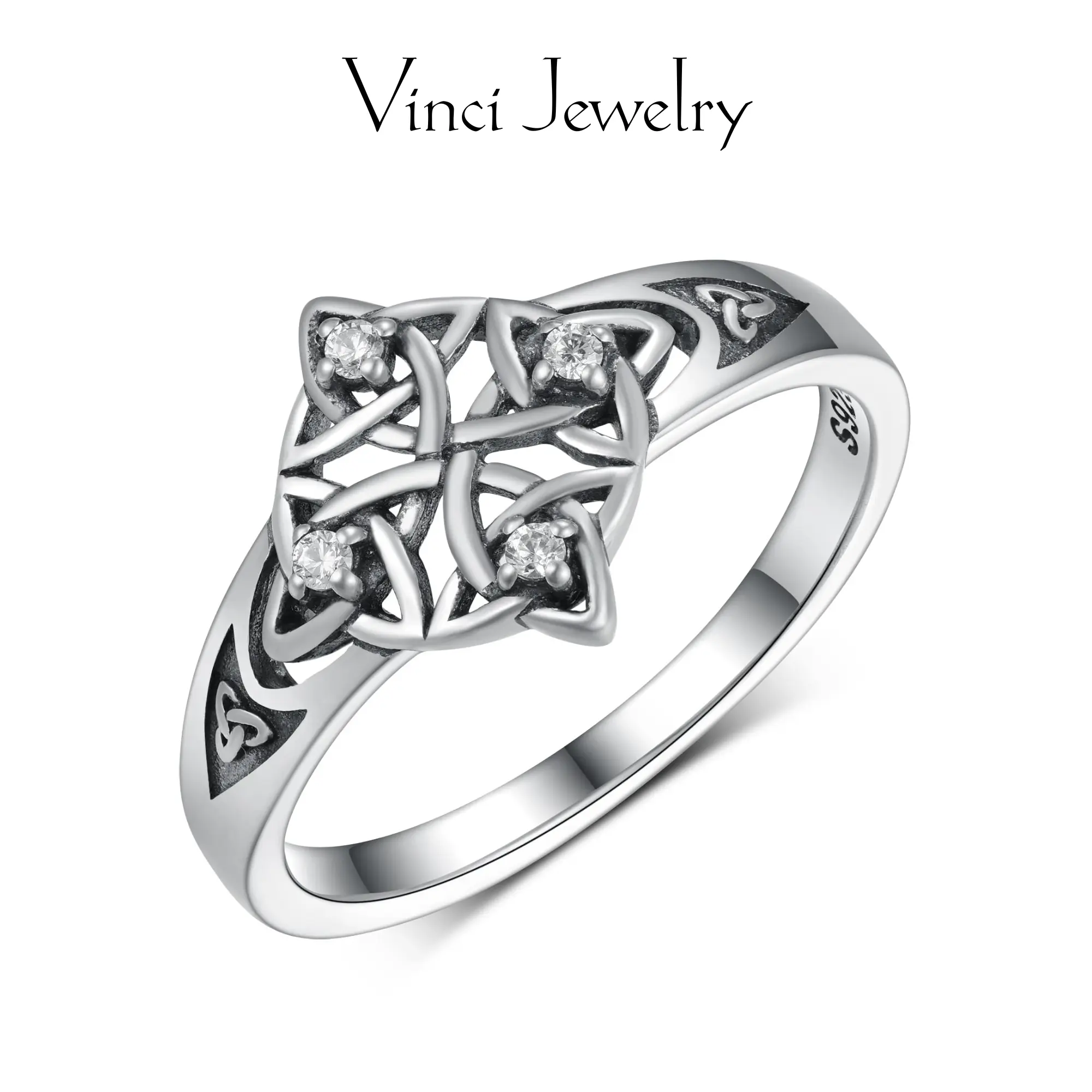 925 Sterling Silver Witches Knot Ring with Cubic Zirconia Decorated Witch's Ring for Women Pagan Jewelry Accessories Gifts for Women Statement Ring Unique Ring Design,Mother's day Gift