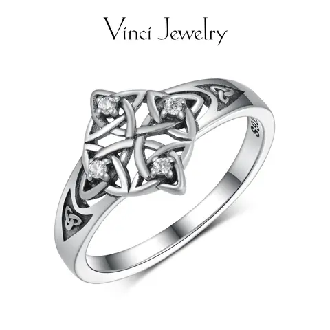 925 Sterling Silver Witches Knot Ring with Cubic Zirconia Decorated Witch's Ring for Women Pagan Jewelry Accessories Gifts for Women Statement Ring Unique Ring Design,Mother's day Gift