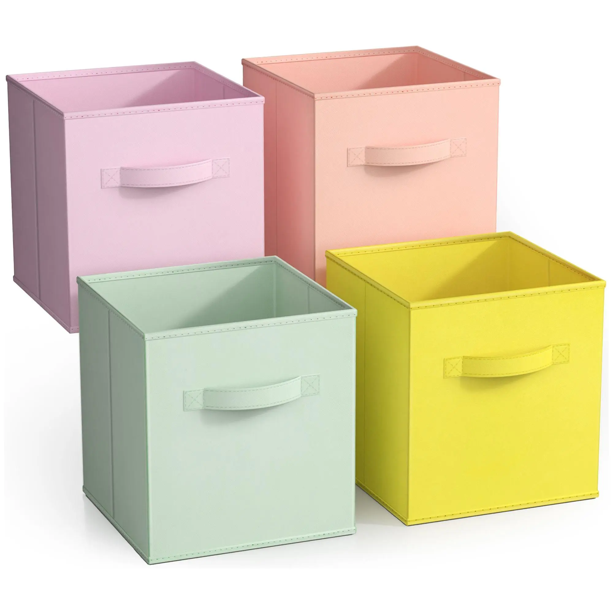 Sorbus 4 Pack 11" Cool Pastel Foldable Fabric Storage Cubes