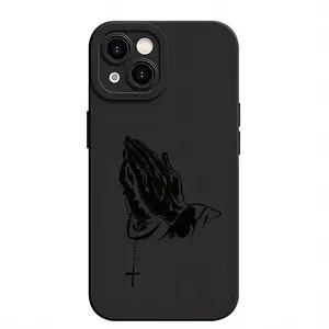 Angel Eyes Soft Phone Case with Palm Cross Pattern UV Printing Matte Phone Cover 360 Degree Full Protection for Iphone 11 12 13 14 Pro Max 15 XR X/ XS 7 8 Plus SE Mini for Smartphone