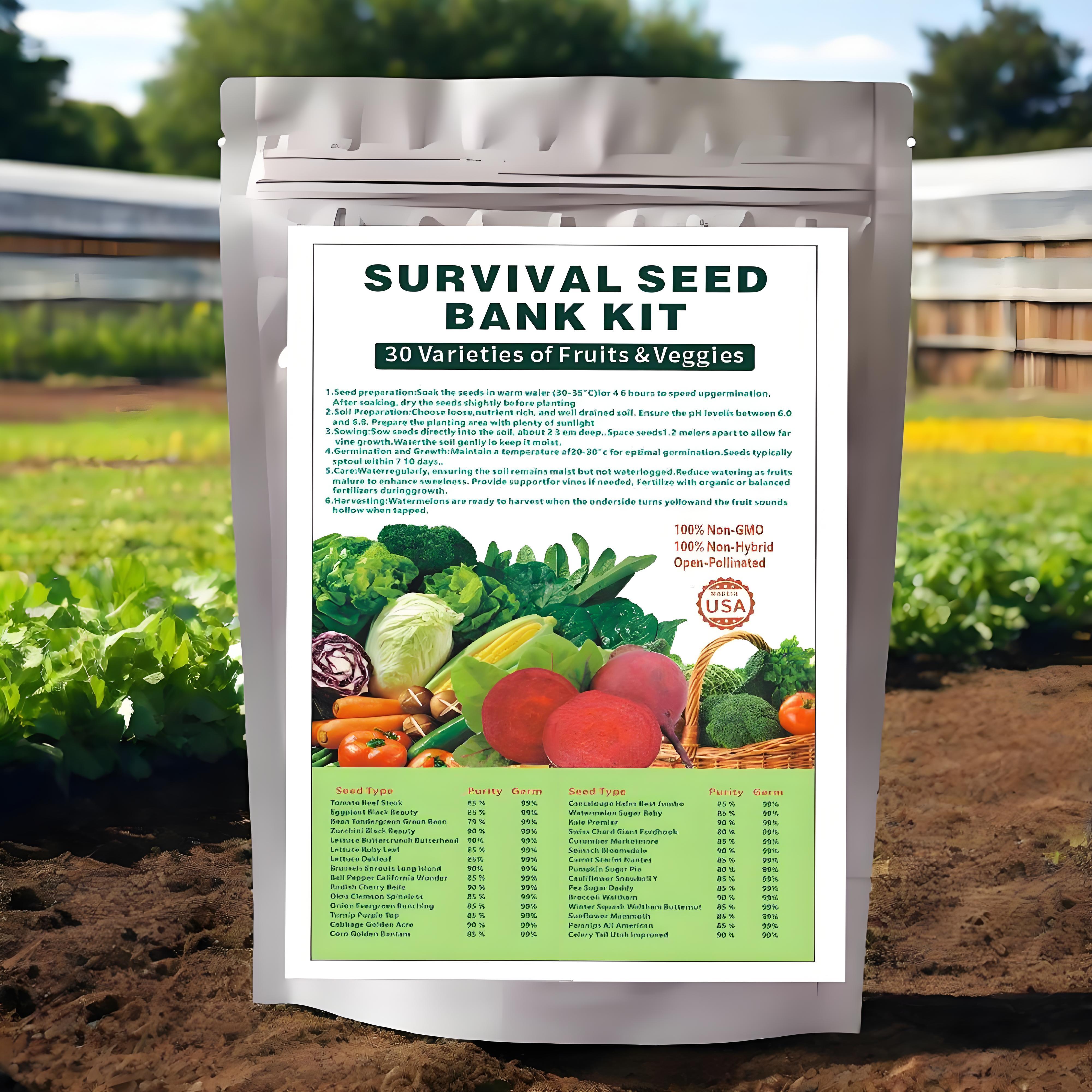 30 Kind of Vegetable Seeds Variety Pack  Non-GMO Heirloom Seeds for Planting Vegetables and Fruits in Individual Seed Packets, Home Garden Seed for Hydroponic, Indoor and Outdoors