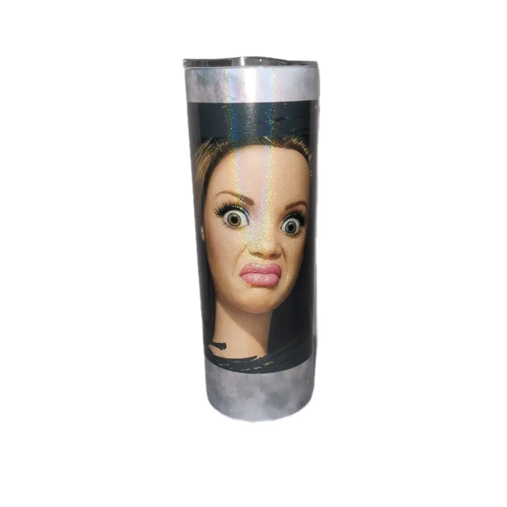 The Elder Millennial Frown 20oz Shimmer Skinny Tumbler With Reuseable Straw