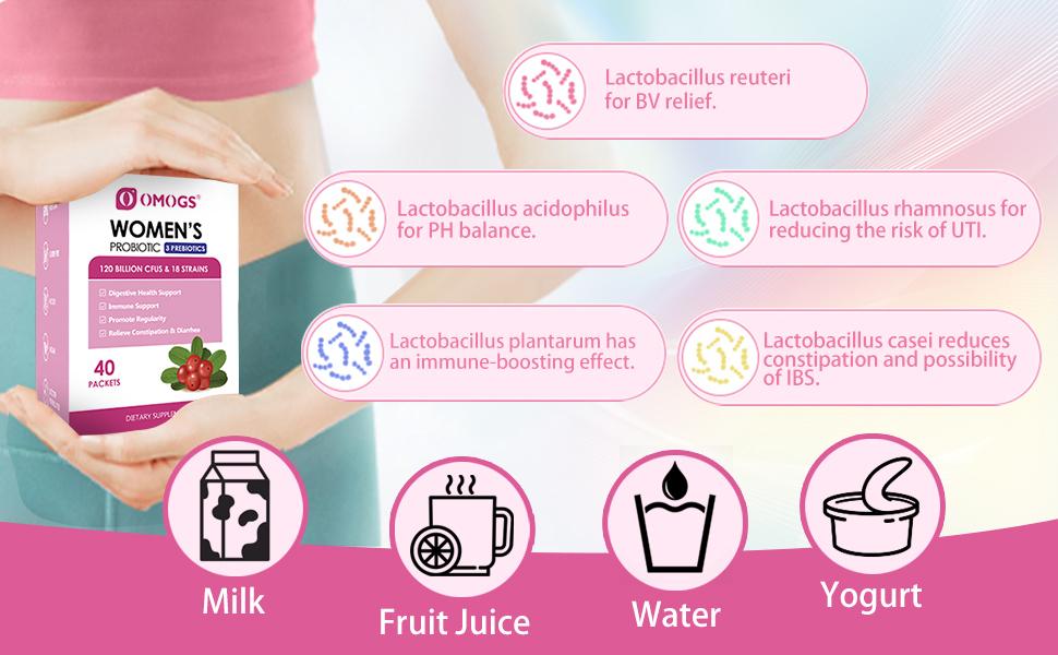 Women's Probiotic,120-Billion-CFUs, 18 Strains, with 3 Prebiotics and Cranberry Extract, Help for Immune Booster, Digestive Health, Gut Health and Vaginal Health