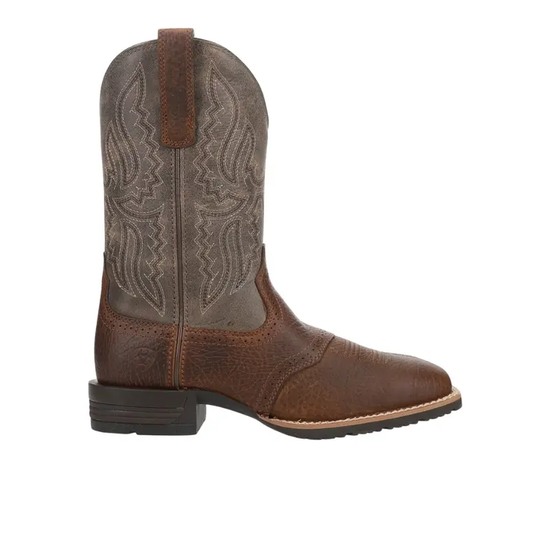 Ariat Mens Hybrid Ranchway Embroidered Square Toe Pull On  Casual Boots Mid Calf - Brown