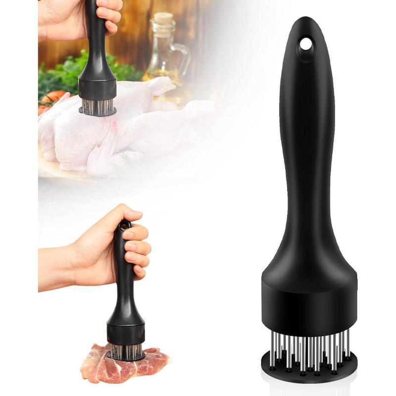 Stainless Steel Meat Tenderizer, 2025 New Meat Tenderizer Tool, Meat Tenderizer with Stainless Steel Ultra Sharp Needle Blades, for Tenderizing Beef Chicken Steak Veal Pork (Black)