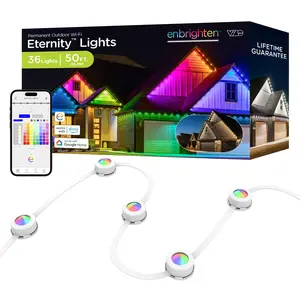 Enbrighten VIBE WiFi Color-Changing Permanent Outdoor Eternity Eave Lights, 36 Lights, 50ft. White Cord