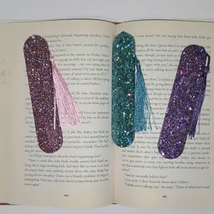 Holographic Glitter Bookmarks and Page Holders Handcrafted Resin Bookworm Gift with Tassel Sparkle Accessories