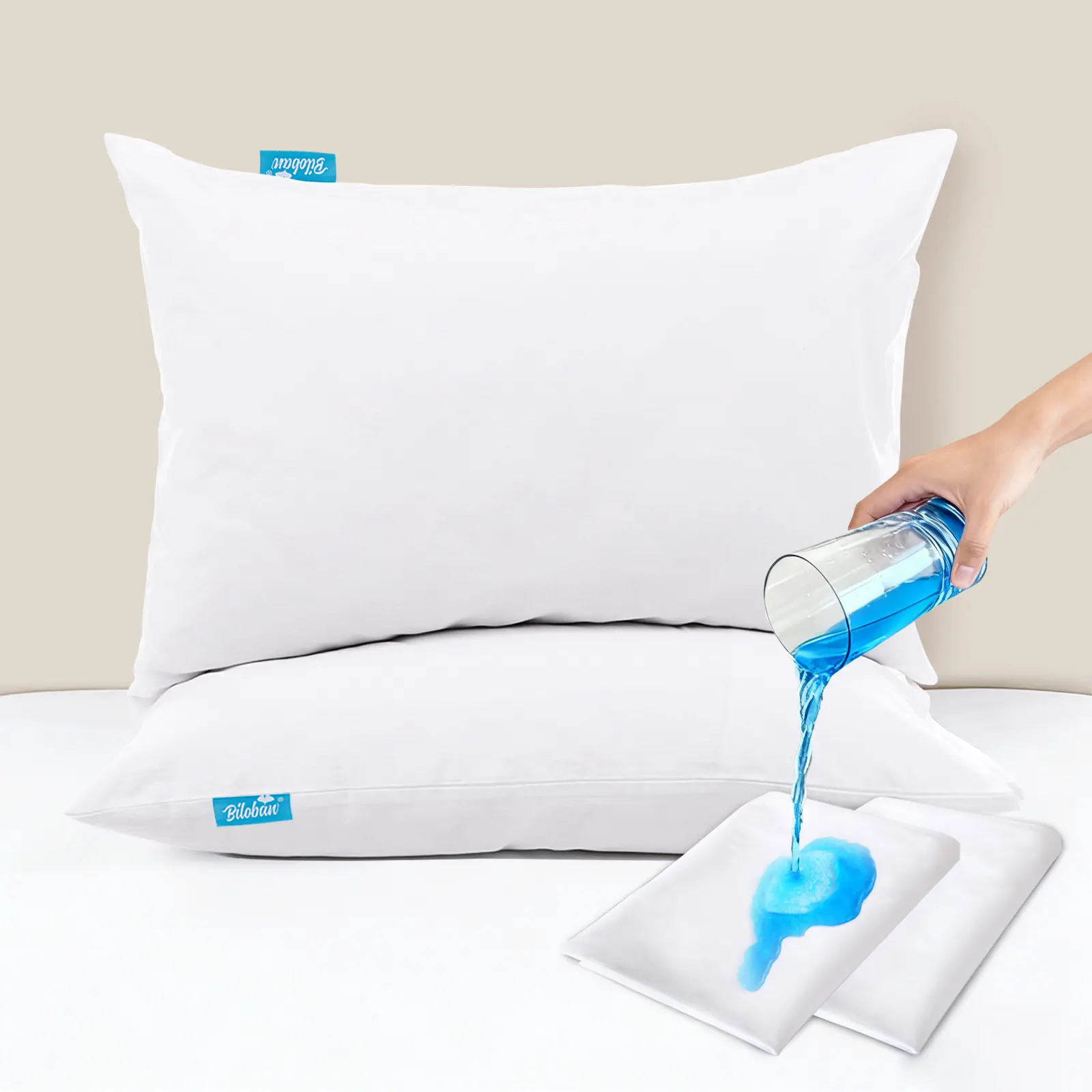 Biloban 2/4 Pack Waterproof Pillow Protectors with Zipper, Bed Bug & Dust Mite Proof Pillow Covers, Ultra Soft Breathable Noiseless Pillow Encasement Moisture Wicking Pillow Cases, Standard/Queen/King Size, Machine Washable Bedding #tiktokshopsummersale