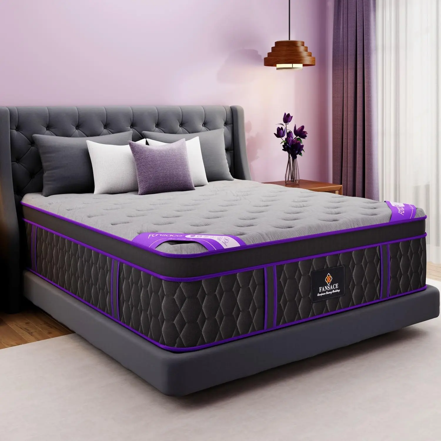 FANSACE 14 Inch California King Size Hybrid Mattress in a Box, Fiberglass-Free, Cooling Gel Memory Foam, Advanced Pocket Spring Support, Medium Firm, Strong Edge Support, Breathable Comfort