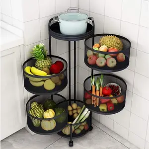 New best-selling rotating storage rack, kitchen corner shelf, floor-standing multi-layer multi-functional 360-degree fruit and vegetable storage rack.