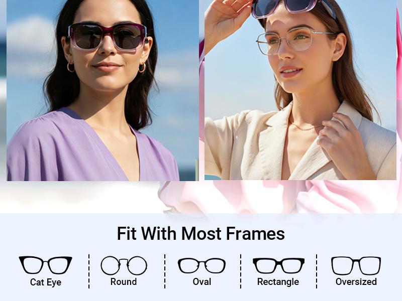 Meeloog Polarized Fit Over Glasses Sunglasses for Women, Trendy Beach Eyewear， Square Wrap Around Lightweight Shades for Driving Riding ST0066