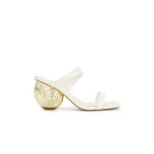 SIMKHAI Marion Leather Shell Heel in Alabaster Gold