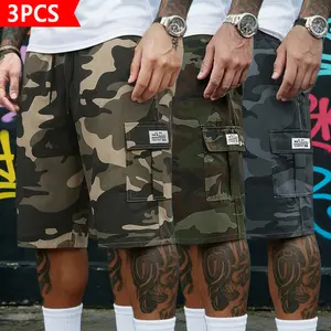 3-Pack Men’s Camo Cargo Shorts, Loose Fit Multi-Pocket Camouflage Shorts with Elastic Drawstring Waist, Durable Casual Shorts for Outdoor, Hiking, Work & Daily Wear.
