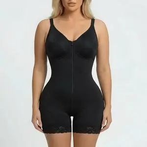 Women's  Fajas Colombianas shapewear Tummy Control Butt Lifter Shaper with Zipper Crotch detachable shoulder strap Womenswear Bodysuit Compression woman Tummy Control Camisole zipper corset enhancement V-Neck