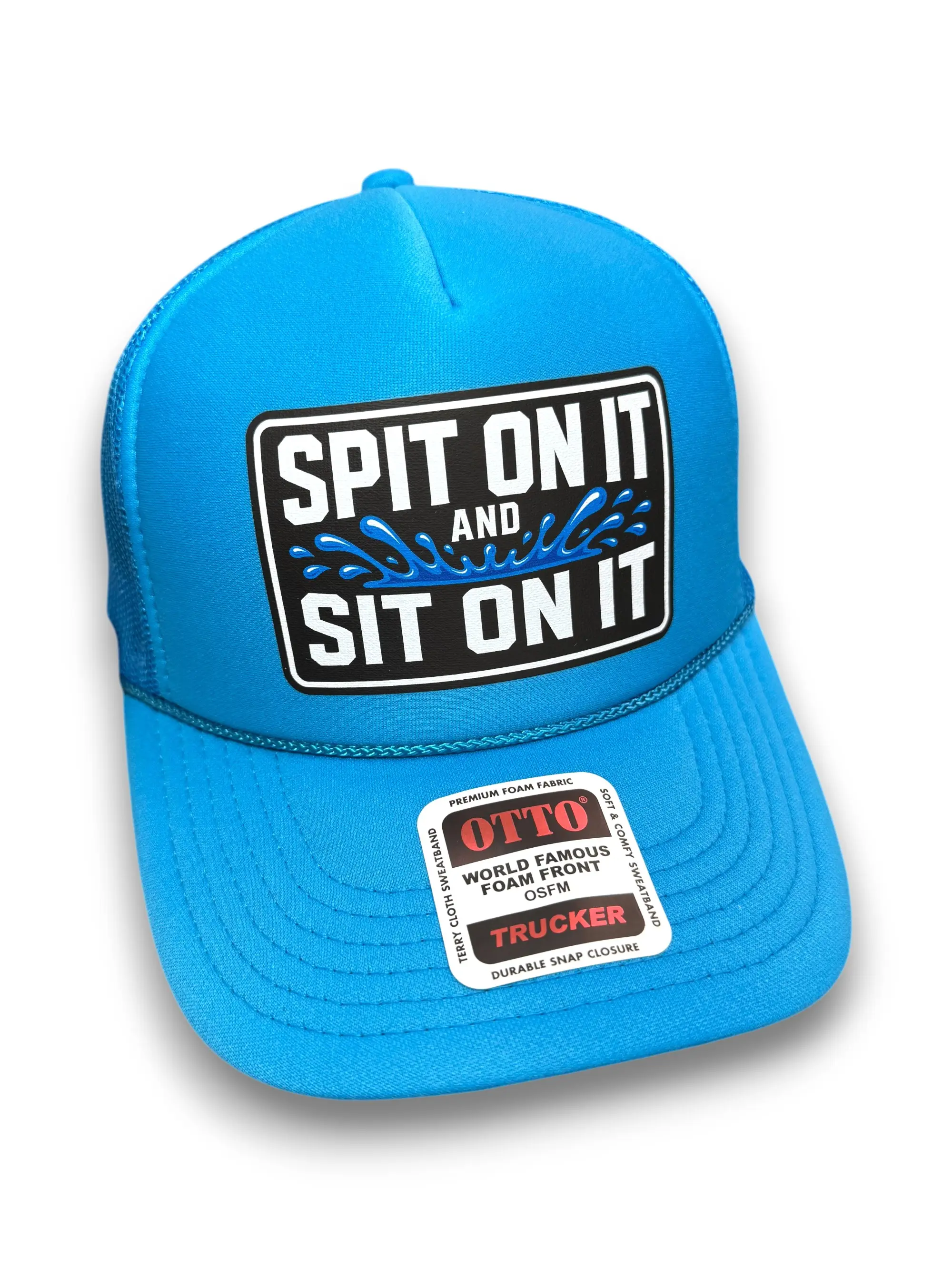 Spit On It and Sit On It Foam Trucker Hat by Luckless Outfitters Cool Hats Gag Gift Cap