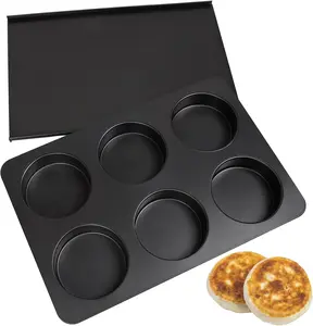 6 Cup Straight Side Jumbo English Muffin Pan with Lid