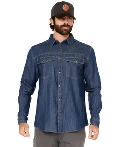 Hawx Men's Core Long Sleeve Snap Denim Work Shirt Big And Tall - Hxfa24w05-Ind-Big